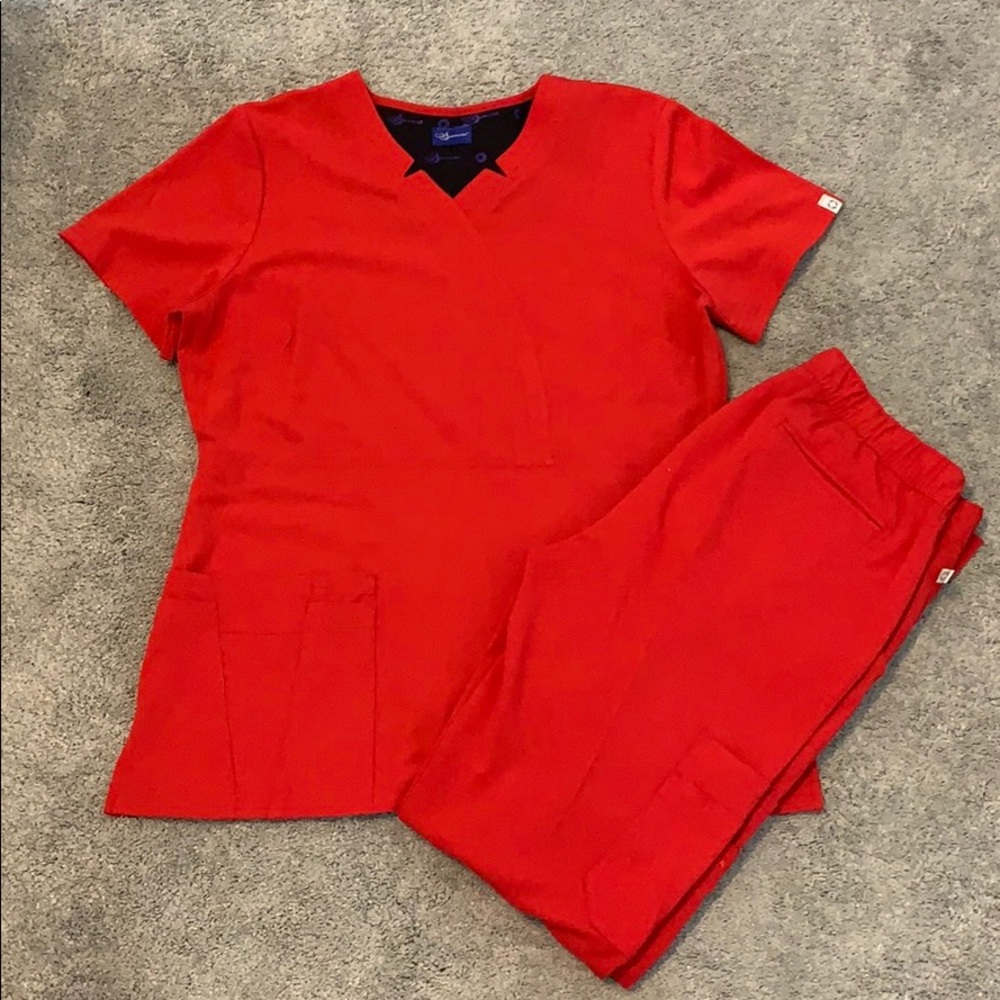 Sapphire Brand Red Scrub Set